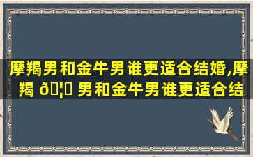 摩羯男和金牛男谁更适合结婚,摩羯 🦄 男和金牛男谁更适合结 ☘ 婚生子